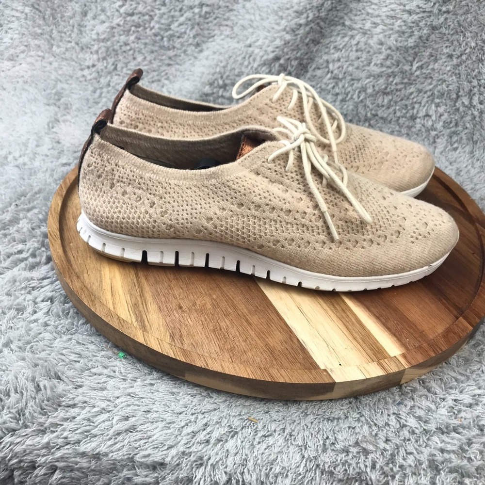 Cole Haan OriginalGrand Wool Stitchlite Wingtip Oxford Womens 8.5D Beige Knit